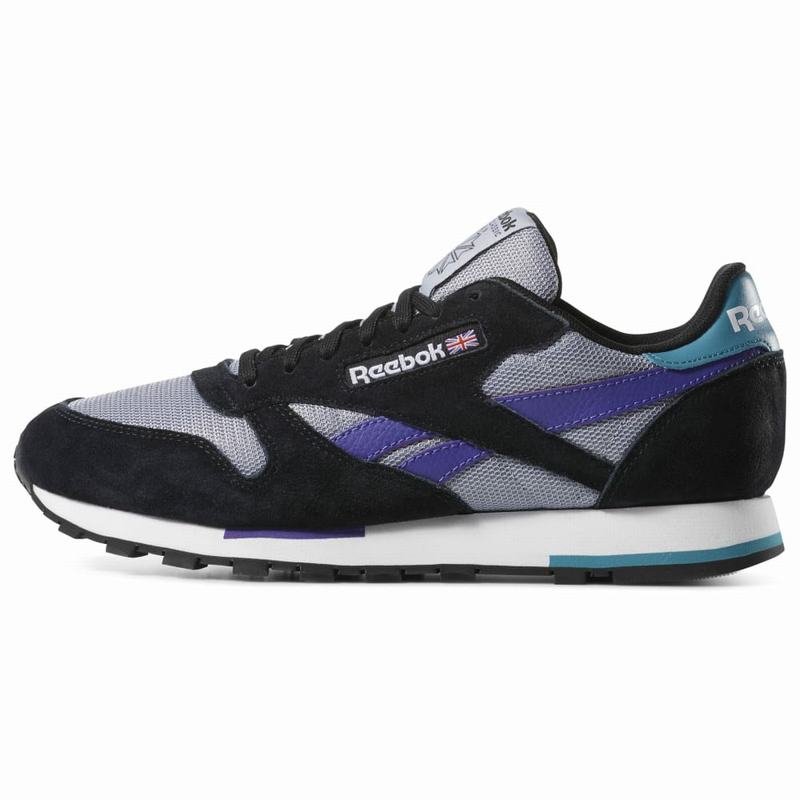Tenisi Reebok Classic Leather Barbati Negrii/Gri/Violet Romania QJ8741HE